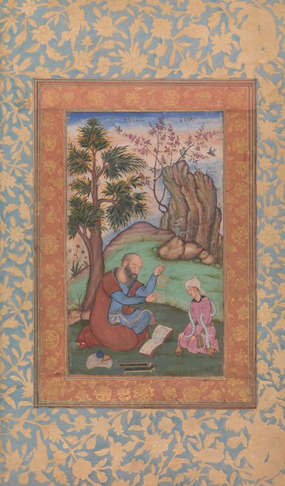 Ung prins och mentor sitter i landskapet, ca. 1600. av Unbekannt