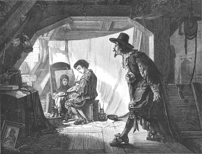 Unge Rubens överraskad av sin mästare, Van Oort, 1875. av Unbekannt