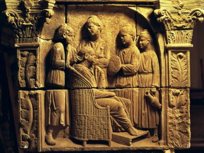Basrelief av en frisör, romersk, ca 200-talet av Unbekannt Unbekannt