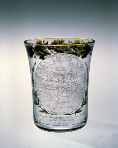 Blåst, betsad och emaljerad bägare dekorerad av Samuel Mohn, 1813-14 av Unbekannt Unbekannt
