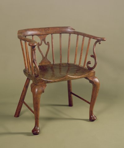 Burr idegran och almwood Windsor stol, ca 1760 av Unbekannt Unbekannt