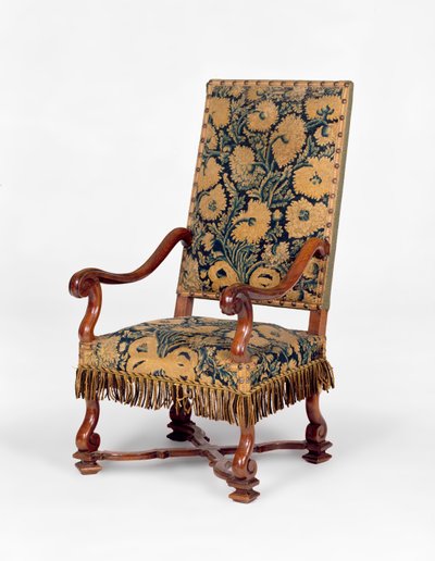 George II handarbetad soffa, ca 1745. Serpentinrygg, böjda armar täckta av handarbete med snidade cabrioleben. av Unbekannt Unbekannt
