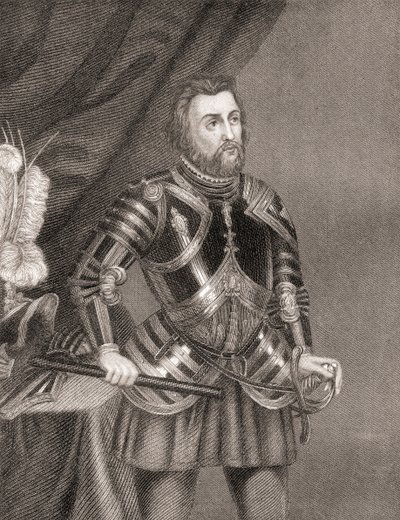 Hernán Cortés de Monroy y Pizarro, från History of The Conquest of Mexico, publicerad 1850 av Unbekannt Unbekannt