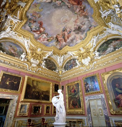 Interiör av Sala di Giove (Jupiterrummet) med målningar av Pietro da Cortona, Palazzo Pitti, Florens, Italien av Unbekannt Unbekannt