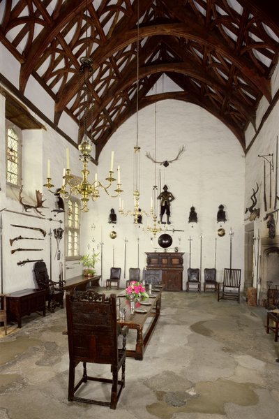 Interiör av den stora salen, Cotehele House, Cornwall av Unbekannt Unbekannt