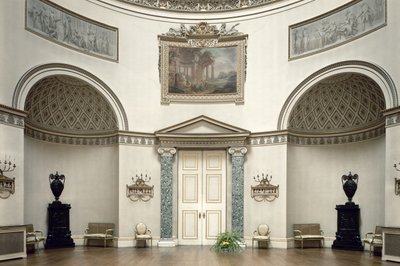 Kedleston Hall, The Saloon, Derbyshire, Storbritannien, designad av Robert Adam (1728-92) färdigställd 1763 av Unbekannt Unbekannt