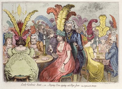 Lady Godivas Rout - eller - Peeping Tom spionerar ut Pope Joan satirisk tecknad film om fashionabel modesty av Unbekannt Unbekannt
