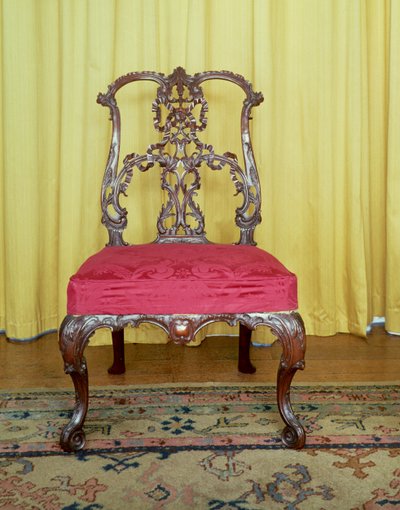 Stol i mahogny riband i Chippendale-design av Unbekannt Unbekannt