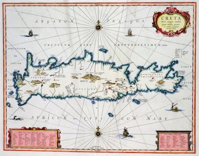 Karta som visar ön Kreta, ca 1570, av Abraham Ortelius (1527-98) av Unbekannt Unbekannt