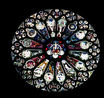 North Rose Window, stenarbete från 1200-talet, glas från mitten av 1400-talet av Unbekannt Unbekannt