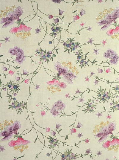 Målat material med naturalistiska blommor av Unbekannt Unbekannt