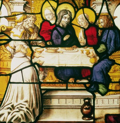 Panel föreställande den helige Andreas vid nattvarden i Emmaus av Unbekannt Unbekannt