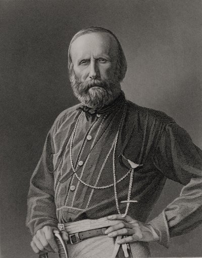 Porträtt av Giuseppe Garibaldi (1807-82) graverad av William Holl (1807-71) från ett fotografi, pub. av William Mackenzie av Unbekannt Unbekannt