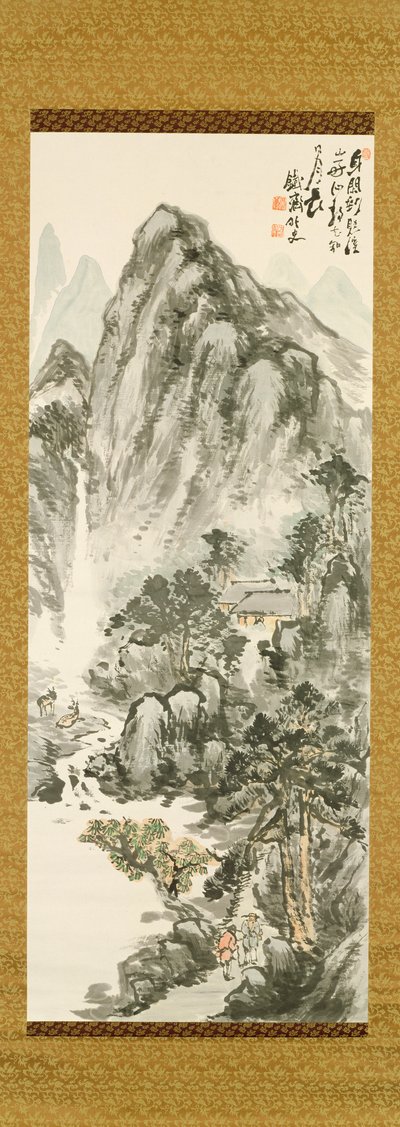 Retreat in the mountains av Tessai Tomioka (1836-1924), (träblock i färg) av Unbekannt Unbekannt