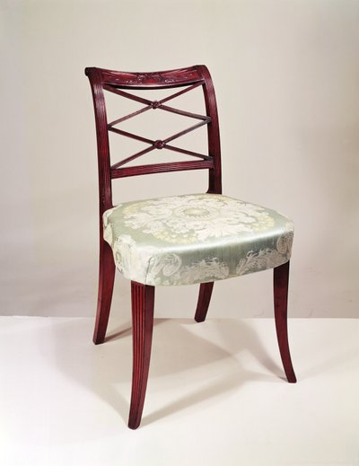Scroll-back sidostol, mahogny, av Duncan Phyfe, 1807 av Unbekannt Unbekannt