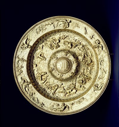 Förgyllt handfat i silver, präglad, skuren och graverad, fransk, ca 1560-83 av Unbekannt Unbekannt