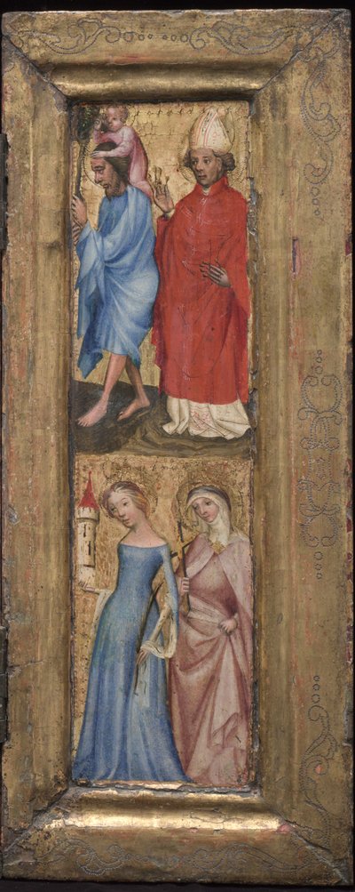 St. Christopher and St. Erasmus, St. Barbara and another female saint av Unbekannt Unbekannt