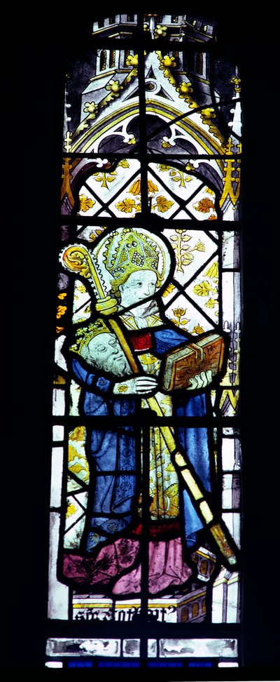 St. Cuthbert bär kung Oswalds huvud, brittiskt, 1400-tal av Unbekannt Unbekannt