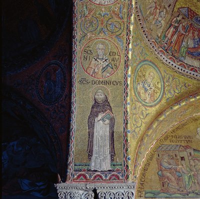 St. Dominic och St. Nicholas, mosaik i atriumet i San Marco-basilikan (se även 60046-7) av Unbekannt Unbekannt