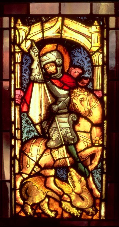 Fönster i målat glas föreställande St. George och draken från Köln, ca 1300 av Unbekannt Unbekannt