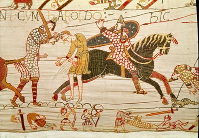Normanerna dödar Harolds män, Bayeux Tapestry av Unbekannt Unbekannt