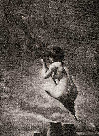 Häxan på sin kvast, efter ett verk av L.R. Falero. Ur Illustrierte Sittengeschichte vom Mittelalter bis zur Gegenwart av Eduard Fuchs, utgiven 1909. av Unbekannt Unbekannt