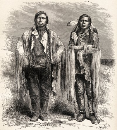Två Ute-indianer, illustration från "The World in the Hands", graverad av Charles Laplante (d.1903), publicerad 1878. av Unbekannt Unbekannt
