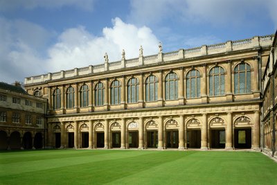 Utsikt över Great Court of the Wren Library, Trinity College, Cambridge av Unbekannt Unbekannt