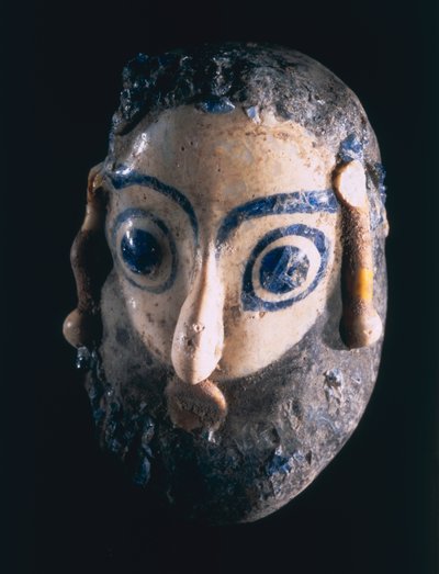 00367 Skäggigt huvudhänge, från Kartago, Tunisien, feniciskt, 300-talet f.Kr. (sandkärna glas) av Unbekannt