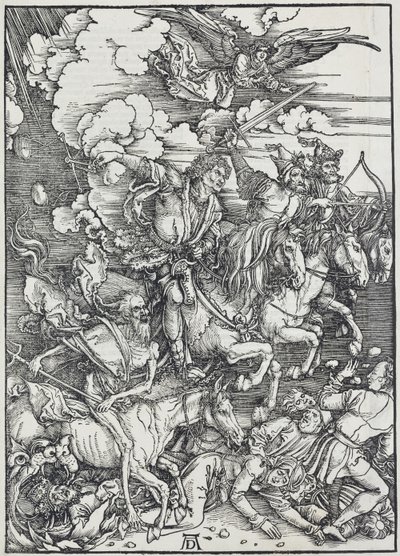 05. Albrecht Dürer, Apokalypsen, III. De fyra apokalyptiska ryttarna, Nationalgalleriet i Prag av Unbekannter Künstler