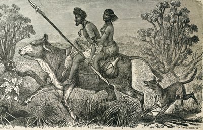 AFRIKA (19:e århundradet). Invånare i Centralafrika. Gravyr. av Unbekannter Künstler