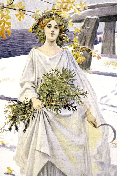En druid plockar mistel, ca 1900 (illustration) av Unbekannter Künstler