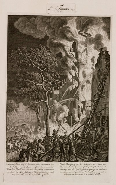 En brand i ett sockerraffinaderi, Amsterdam, Holland, 29 december 1669 av Unbekannt
