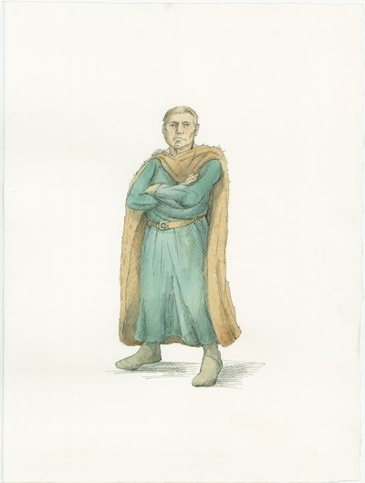 En rekonstruktionsillustration som visar hertig Vilhelm av Normandie omkring 1066 av Unbekannter Künstler