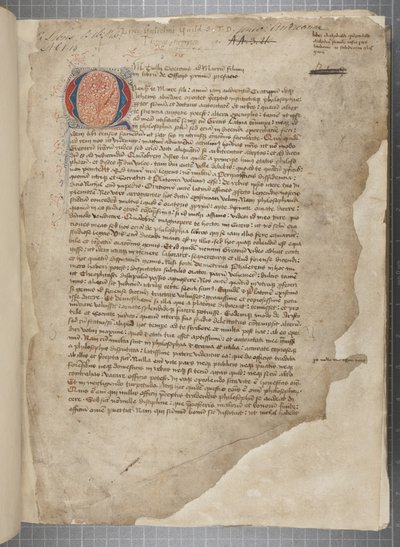 En avskrift, i tre händer, av Marcus Tullius Ciceros filosofiska verk som till synes hämtade från editio romana från 1471, med marginalia i handen av Archibald Whitelaw och andra, ca 1480 (bläck på pergament) av Unbekannt