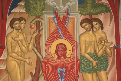 Adam och Eva. Saint-Antoine-le-Grand ortodoxa kyrka Saint-Laurent-en-Royans Frankrike av Unbekannt