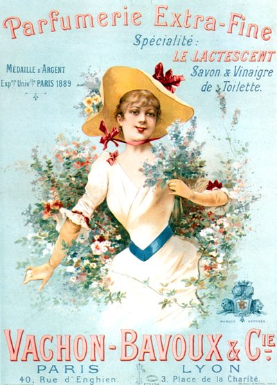 Reklamaffisch för parfymer från Vachon Bavoux ca 1891 av Unbekannter Künstler