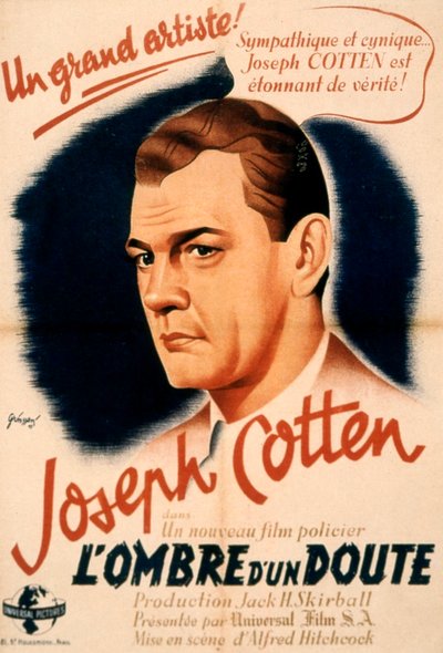 Affisch för filmen Shadow of a Doubt av AlFredhitchcock med Joseph Cotten 1943 av Unbekannt
