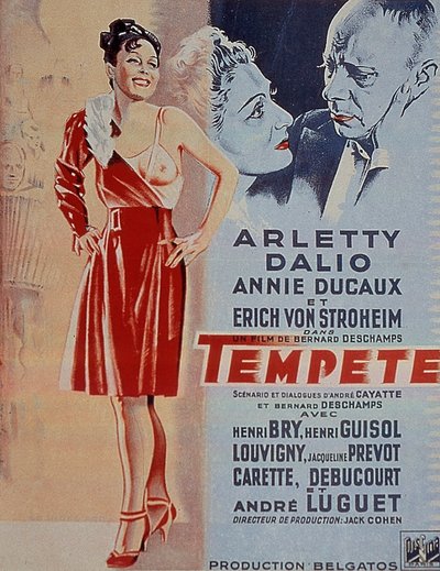 Affisch för filmen Tempete av Bernard Deschamps med Arletty 1940 av Unbekannt