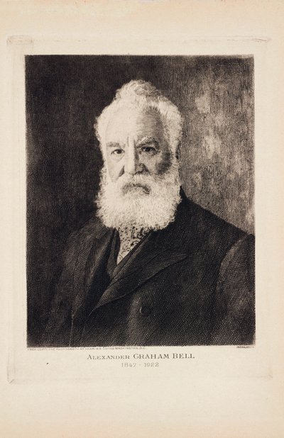 Alexander Graham Bell, skotskfödd uppfinnare och telefonpionjär av Unbekannt