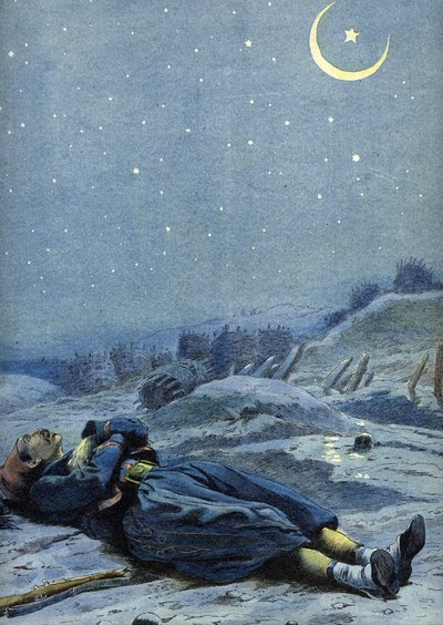 Allegori över den turkiska nationalsången: en soldat som dog för sitt land, omkring 1900 (Illustration) av Unbekannter Künstler