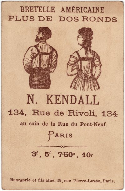 Amerikansk axelrem plus rund rygg, reklam för Kendall av Unbekannter Künstler