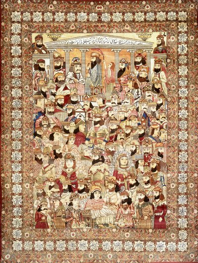 En antik Kirman Masha"ir-matta, som visar de samlade leden av persiska kungar från Gayumars till Sassanians, av Unbekannt
