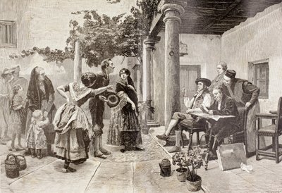 Innan borgmästaren, efter en målning av den spanske konstnären Julio Worms, från "The Illustrated World", publicerade Barcelona av Unbekannt