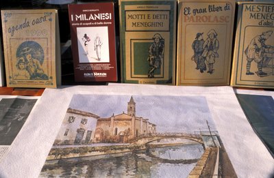Antik handelsmarknad, Naviglio Grande, Milano, Lombardiet, Italien av Unbekannt