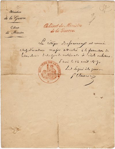 Autografbrev från delegaten till kriget Gustave Paul Cluseret under Pariskommunen. Dämpa. 10,7x6,8 cm 1871 av Unbekannt