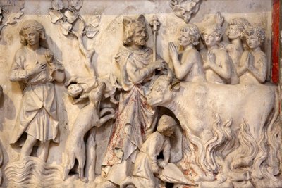 Basilica of St, Denis, Låg relief, Avbildning av en folkmassa som ber när kungen gick förbi, Saint-Denis, Frankrike av Unbekannt