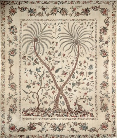 Överkast med palmträdsmotiv från södra Coromandel Coast, ca 1770 (bomull) av Unbekannt