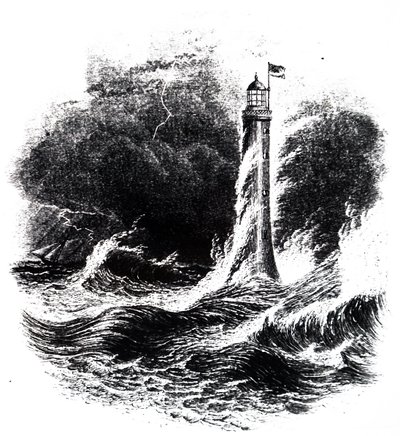 Bell Rock fyr i en storm. av Unbekannt