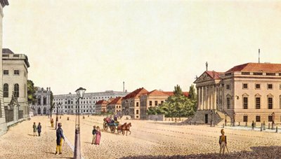 Berlin - Boulevarden "Unter den Linden" och Berlins statsoperahus, slutet av 1800-talet/början av 1900-talet (tryck) av Unbekannter Künstler
